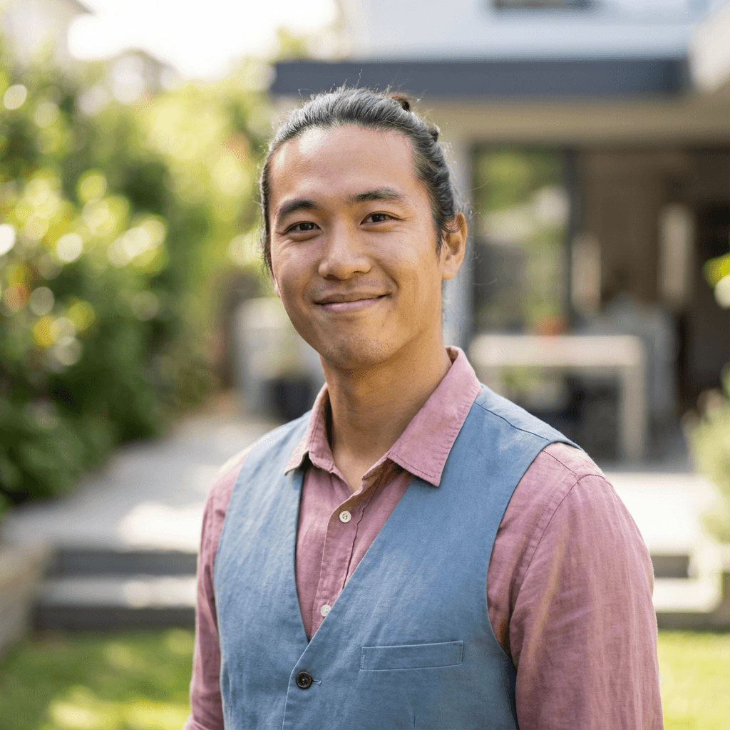 Male business owner in his early 50s standing in front of his restaurant